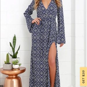 Lulus Mandala Daydream Blue Print Maxi Dress